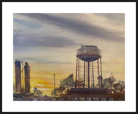 Water Tower Art, Water Tower Painting,water Tower Print,north Carolina ...