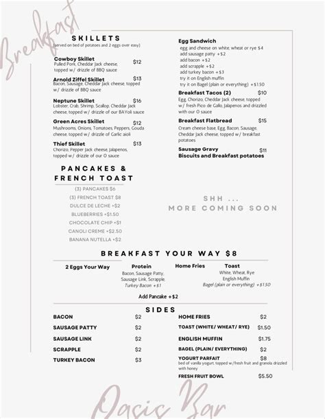 Breakfast Menu - Oasis Bar & Grill