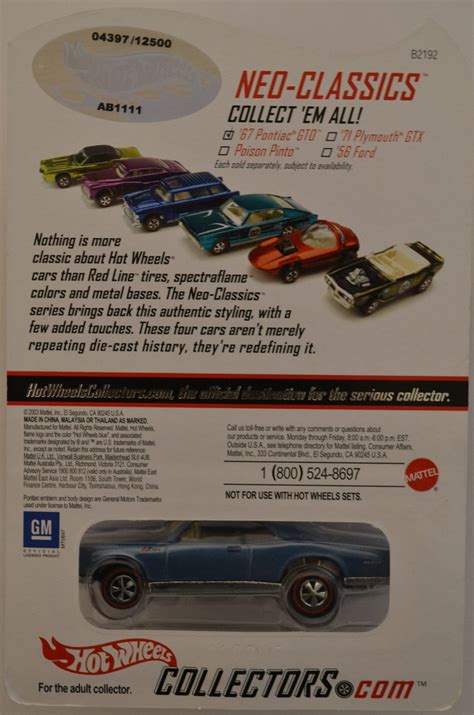 Hot Wheels Pontiac GTO Blue Of Red Line Club RLC HW Neo Classics Series Scale