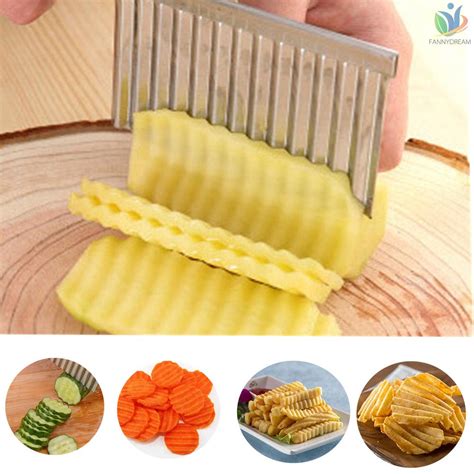 Potato Ripple Knife Crinkle Cutter Wavy Chopper French Fry Slicer