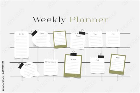 Weekly Planner Bullet Journal Planner Template Photo Collage Moodboard Pictures Grids Vector