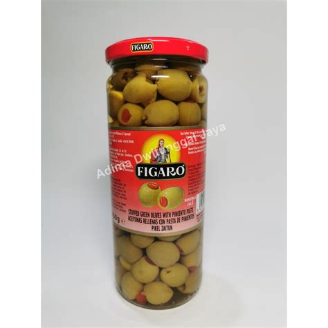 Jual Buah Zaitun Hijau Figaro Stuffed Green Olive 450 Gr Pickles