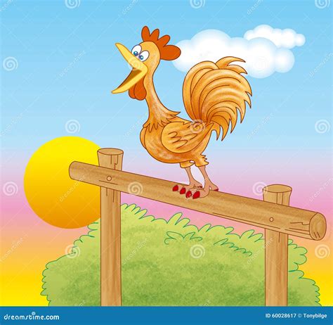 Crowing Rooster Cartoon Vector Cartoondealer