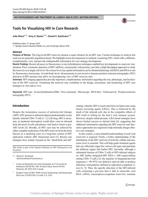 Tools For Visualizing Hiv In Cure Research Request Pdf