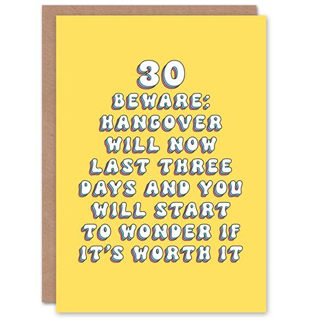 Cards | Birthday Card 30th Hangovers Now Last Three Days Funny Joke