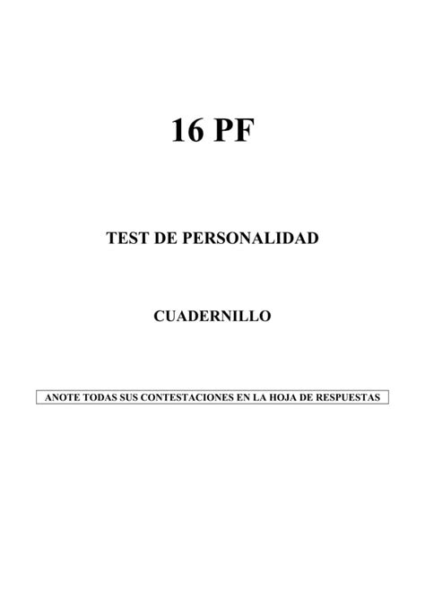 16 Pf Test De Personalidad Pdf