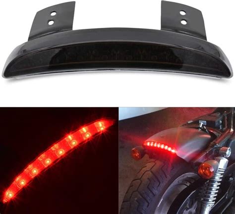 Katur Smoke Chopped Fender Edge Motorcycle Led Red Stop Running Brake