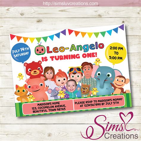 Cocomelon Birthday Printable Invitation Party Invite Sims Luv Creations