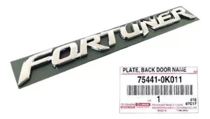 Emblema Compuerta Letras Fortuner Original Toyota Mercadolibre