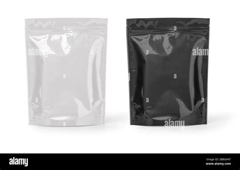 Mockup Stand Up Blank Bag Black And White For Coffee Candy Nuts