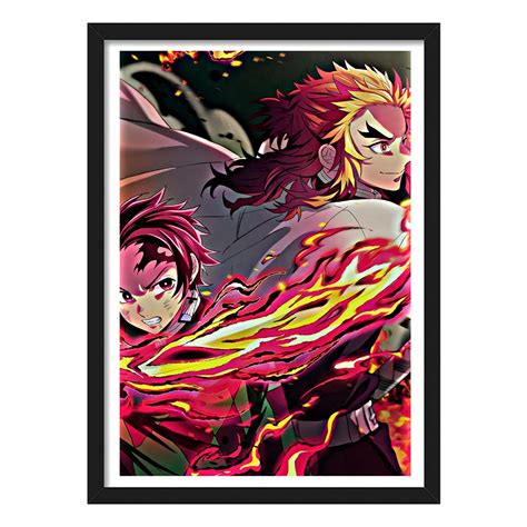 YourCanvas | Tanjiro x Rengoku | Demon Slayer Framed Poster | Anime