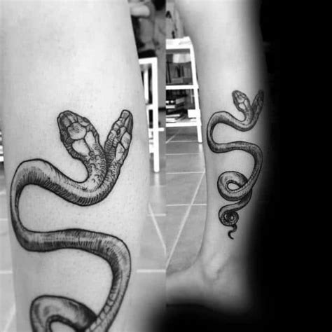 30 Two Headed Snake Tattoo Ideas For Men - Serpent Designs