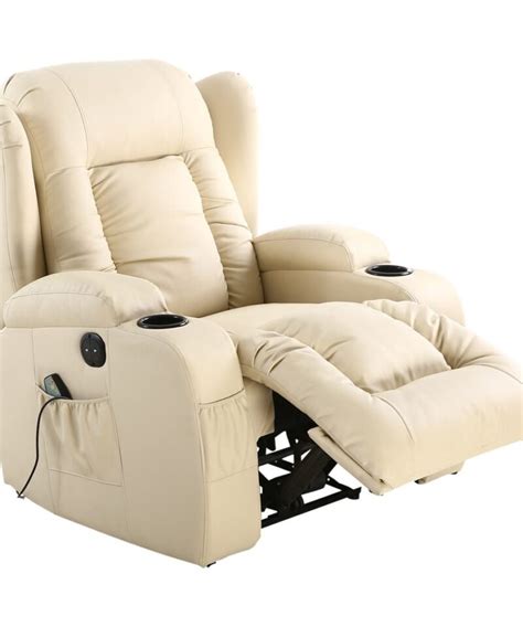 Leather Electric Recliner Armchair In Cream Luxury Life Furniture