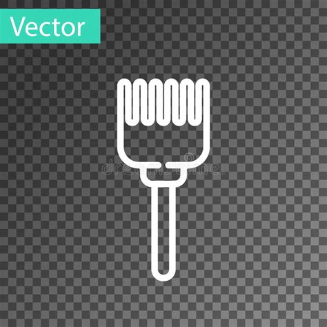 White Line Hairbrush Icon Isolated On Transparent Background Comb Hair