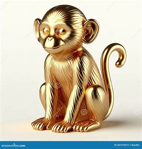 Gold 3D Model of the Chinese Zodiac Animal: Monkey on a White ...