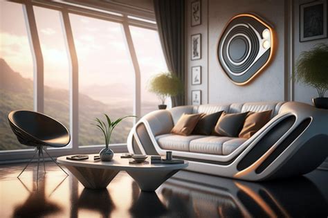 Premium Photo Ultra Modern Living Room With Futuristic Sofa And Wall