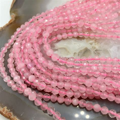 Natural Rose Quartz Faceted Round Beads 2mm 3mm 4mm 15 5 Etsy