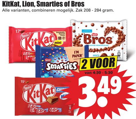 Kitkat Lion Smarties Of Bros Aanbieding Bij Dirk