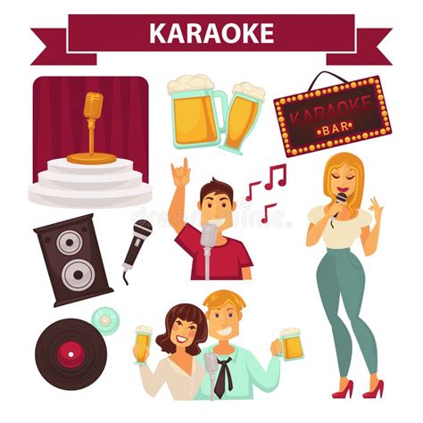 Karaoke Club Icon Template Of Vector Music Notes Label Microphone And