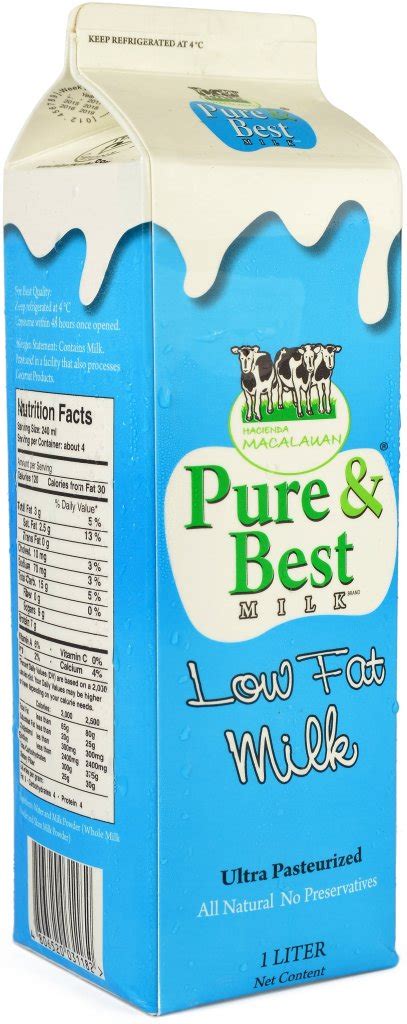 Pure & Best Low Fat Milk 1L | Hacienda Macalauan Inc