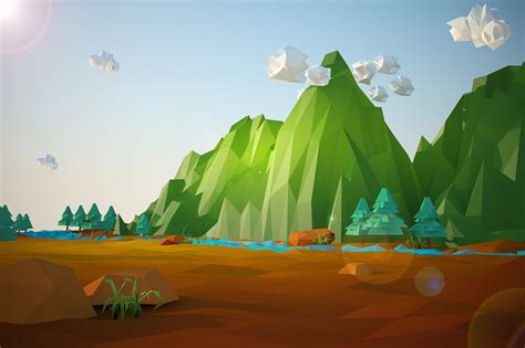 low poly landscape | 3D Environments ~ Creative Market