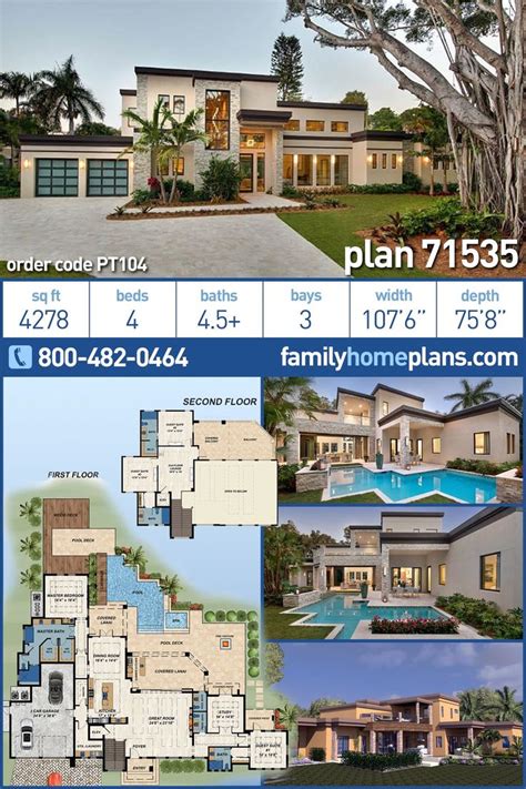 Luxury Modern Home Plan Or Florida Style House Plan Modern Home Plans ...