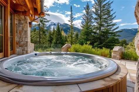 Premium Photo Luxury Hot Tub Outdoor Wiht Mountain