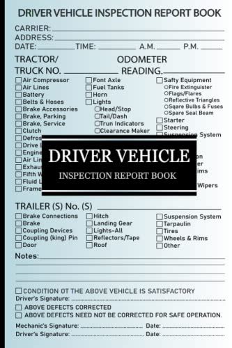 Driver Vehicle Inspection Report Book Detailed Drivers Vehicle