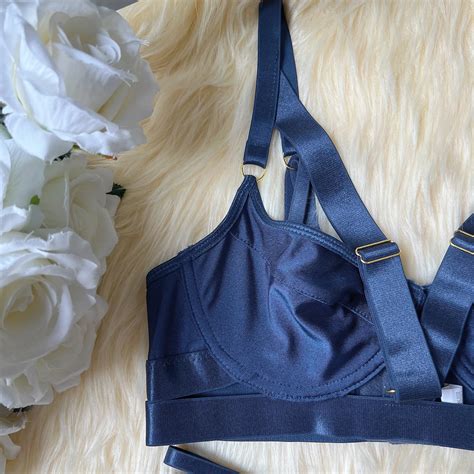 Sexy Lingerie For Fine Women Navy Blue Sex Suit See Through Crotchless LACYMATE