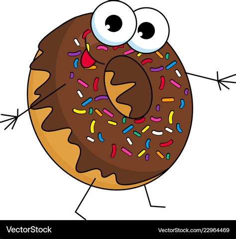 Funny donut character with chocolate glazing and Vector Image