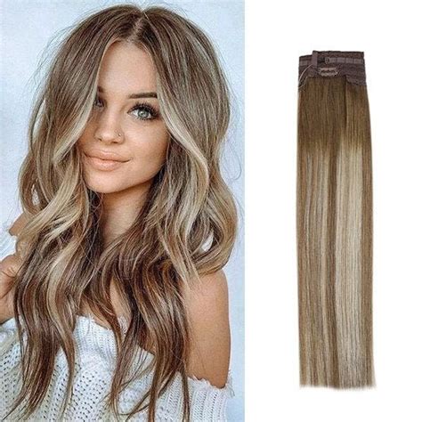 Balayage Medium Brown Light Blonde Highlights Halo Etsy Canada