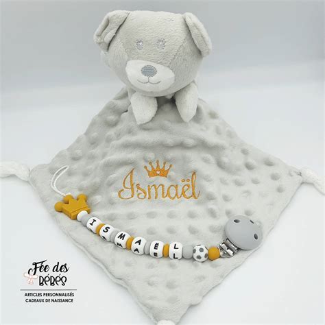 Coffret bébé personnalisé doudou et attache tétine Fée des bébés