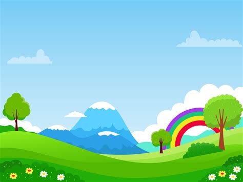 Nature landscape vector illustration with a cute and colorful design ...