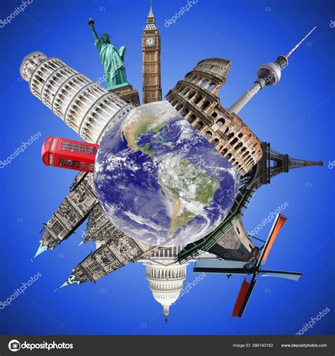 Travel Planet World Landmarks Globe Travel World Concept Some Elements ...