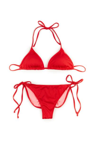 Red Triangle Bikini Top Red Full Coverage Scrunch Bottom
