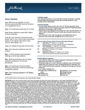 Fillable Online Jh Fact Sheet John Hancock Fax Email Print Pdffiller