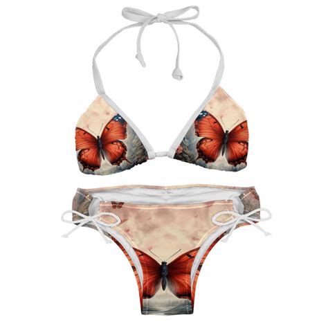 Butterfly Detachable Sponge Adjustable Strap Bikini Set Two Pack Great For All Scenes One