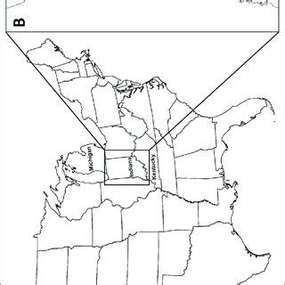 Reference map of Indiana, USA and bordering states: Kentucky to the ...