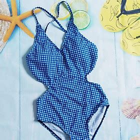 Mua Bộ bơi bikini xanh caro chéo lưng