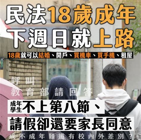 民法成年將下修至18歲 在校行為是否仍要家長同意？青民協籲教育部說清楚 新頭殼 Line Today