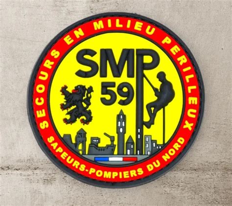 ANCIEN PATCH ÉCUSSON Pompier SMP GRIMP SDIS 59 PVC Sécurité Civile