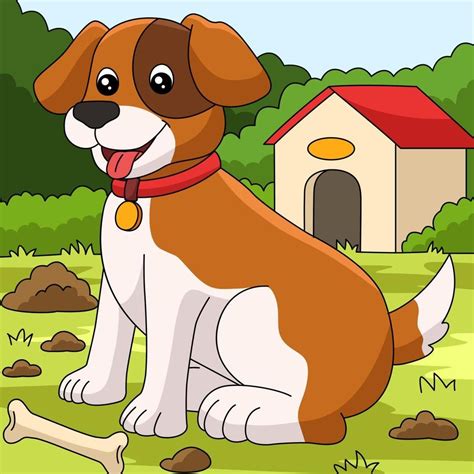 ilustración de granja de dibujos animados de color perro Clipart