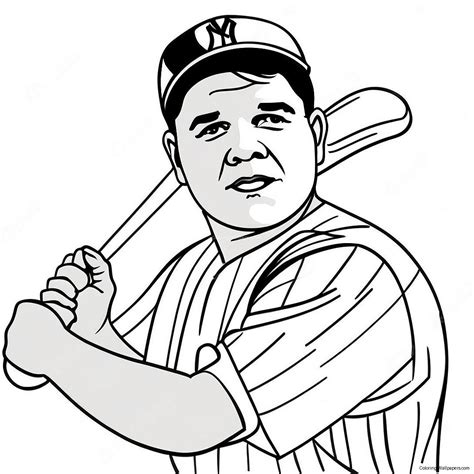 Babe Ruth Classic Swing Coloring Page 39283 31054