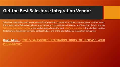 Ppt Top Salesforce Integration Tools To Increase Your Productivity