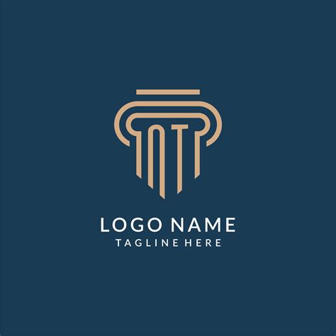 Initial Nt Pillar Logo Style Luxury Modern Lawyer Legal Law Firm Logo