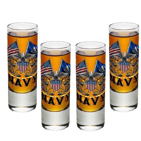 Navy Double Flag Shot Glasses Military Republic