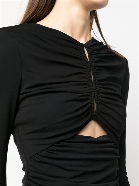 Roland Mouret Ruched Long Sleeved Maxi Dress Black Farfetch