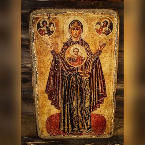 🙏Икона "Богоматерь Оранта. Великая Панагия"🙏 📎 Материалы: дерево, холст ...