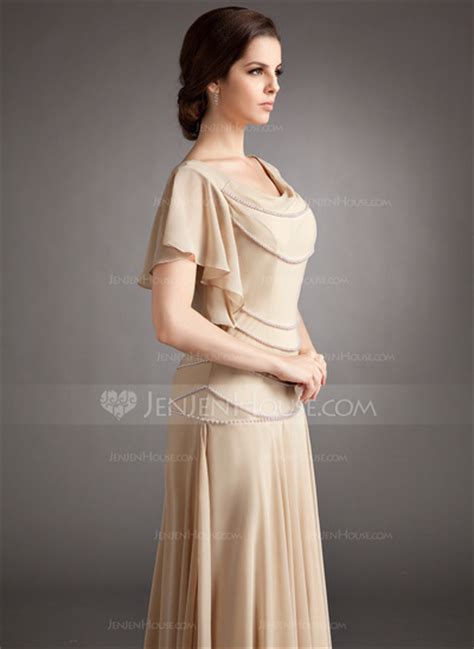 A Line Princess Cowl Neck Floor Length Chiffon Mother Of The Bride