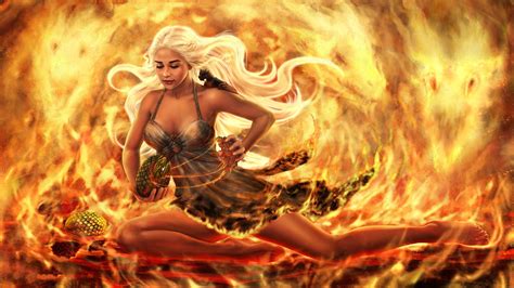 Wallpaper Fantasy Girl Fire Flame Dragon Eggs Art Picture X